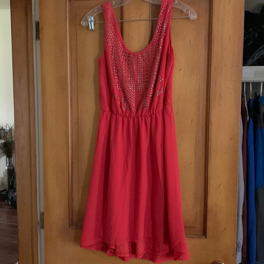 Rhinestone tank dress burnt orange color